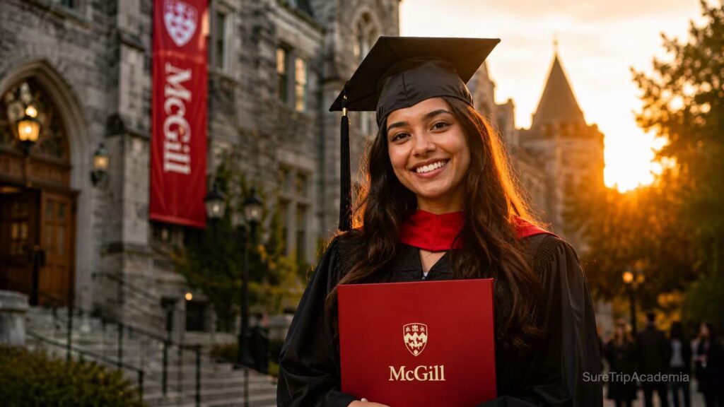 International graduate celebrating academic success in Canada.