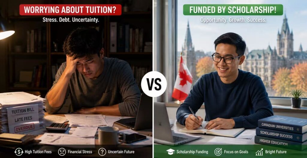 Comparison between self-funded study and scholarship-funded education.
