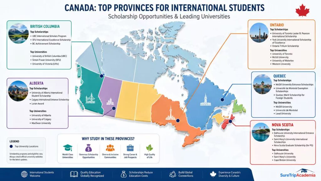 Canadian provinces with scholarship opportunities
