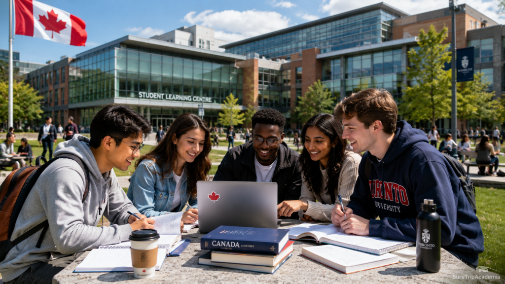 International students studying at a Canadian university