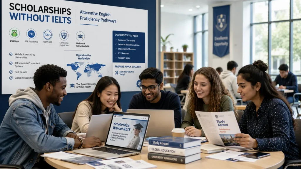 International students applying for scholarships without IELTS