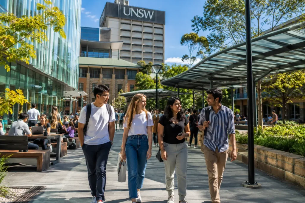 International students studying at a leading Australian university campus