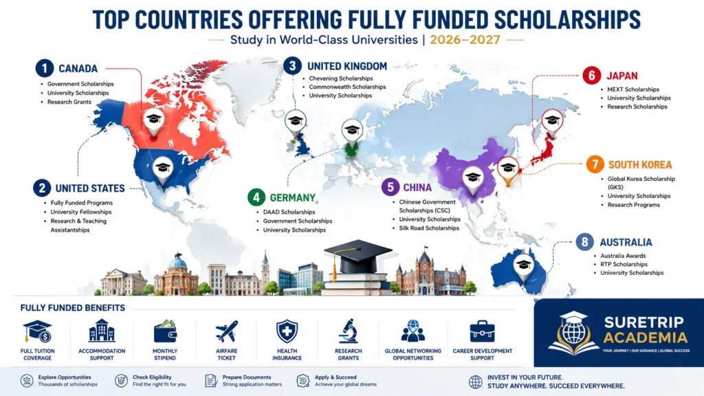 Top countries offering fully funded scholarships for international students