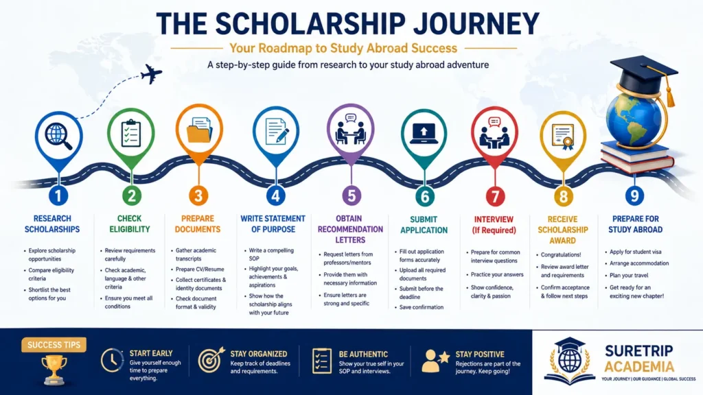 Scholarship application process infographic